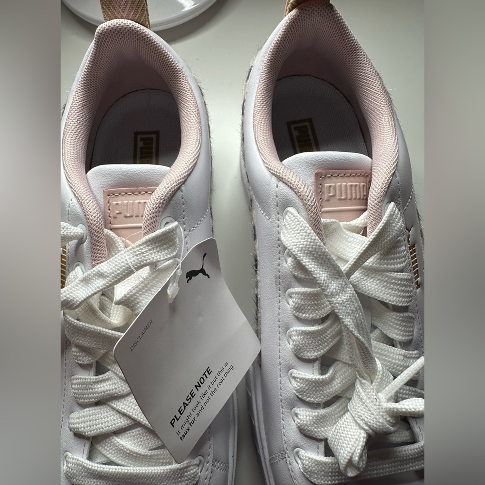 Puma Women's White and Light Pink Sneakers - Picture 9 of 11